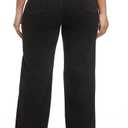 Aodrusa Ripped Wide Leg Jeans for Women Mom Baggy Straight Leg Stretchy Boyfriend Trendy Trouser Denim Pants (Black, L)