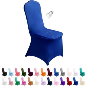 2 Pack Chair Covers, Polyester Spandex Chair Cover, Stretch Slipcovers for Wedding Party Dining Banquet Flat-Front Chair Covers (Royal Blue)