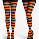3 Pairs Women's Halloween Striped Tights Leggings Length Stocking for Halloween Costume Party Dress up Accessories