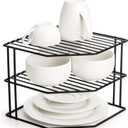 Frcctre 3-Tier Kitchen Corner Shelf Rack Counter and Cabinet Organizer, 9x9x7.5 Inch Metal Wire Kitchen Counter Pantry Cabinet Organizer and Storage Shelf for Plates, Cups, Dishes