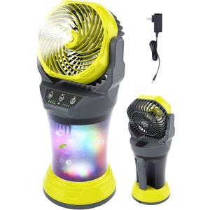 30000mAh Misting Fan Portable Battery Powered Fan with 2L Water Tank,Portable Mist Cooling Fans for Outdoor Camping Tent-120Auto Oscillating,4 Wind Speeds & Spray Modes,RGB Light Gray-Green