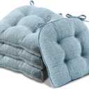 Basic Beyond Chair Cushions for Dining Chairs 4 Pack, Chair Cushion with Ties and Non Slip Backing, 15.5 x 15.5 inches Tufted Chair Pads for Dining Chairs(Baby Blue)