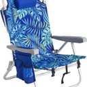 SUNNYFEEL Low Beach Chairs for Adults 5 Position Lay Flat, Portable Folding Backpack Beach Chair Heavy Duty with Cooler Bag, Cup Holder for Outdoor/Lawn/Picnic, Foldable Camping Chair