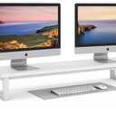 YAOHUOO Dual Monitor Stand Riser, 39Inch Large Monitor Stands for 2 Monitors, Computer Monitor Stand, Wooden Desktop Oraganizer Shelf for Office Desk Computer,Laptop,TV