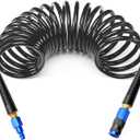GASHER 1/4" x 10FT Black Reinforced Polyurethane Air Hose With Bend Restrictor, 1/4" AMT Universal Air Coupler, For Air Compressor