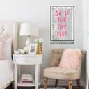 WOFUPMY Retro Newspaper Wall Art Trendy Preppy Posters Do It For The Plot Canvas Prints Motivational Affirmation Pink Aesthetic for Apartment Bedroom Wall Decor 16x24 inch Unframed