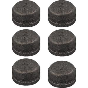 6 pack 3/4 Inch Malleable Cast iron Pipe Cap Industrial Pipe for Threaded Black Pipes and Fittings DIY Retro Furniture Threaded Pipes and Fittings