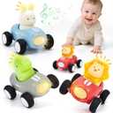hahaland Toy Cars for Toddlers 1-3 - Push and Go Cars Musical Light up Toys for 1 Year Old Boy Gifts, Friction Powered Car Toddler Toys for One Year Old Birthday Easter Baby Boy Girls Gifts, 3 PCS