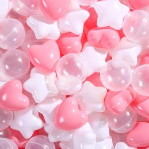 Ball Pit Balls Pack of 200  - Star and Round Set BPA Free Phthalate Free Non-Toxic Crush Proof Play Balls Soft Plastic Balls for Toddlers Baby Kids Birthday Pool Tent Party