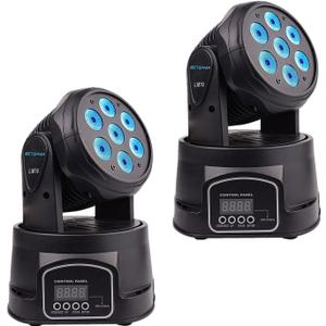 BETOPPER DJ Lights Moving Head, 7x8W RGBW Sound Activated/DMX Lighting, Moving Head Lights for Stage, Party, Live, DJ, Bar, Disco Lighting (2 Packs)