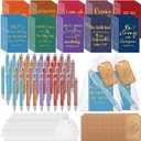 200 Pcs Bible Verse Sets Church Christian Gift Include 50 Scripture Notebooks 50 Bible Bamboo Pens 50 Thanks Tags 50 Organza Bags for Women Man Christian Party Gifts(Colorful,Novel) (White)