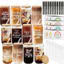 12 Set Employee Appreciation Gifts Thank You Gifts Bulk for Coworker Staff Teacher Nurses, Thank You Glass Cups 16 oz Can Shaped Beer Glass Makeup Bag Ballpoint Pen for Women Men (Motivation Mix)