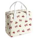 Dawuyu Lunch Box for Women and Men, Insulated Fabric Lunchbag for Work, Leakproof Adult Lunchbox, Cooler Lunch Tote Bag for Offices College Picnic Travel Outdoor(Cherry)