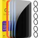 PEHAEL 3+3 Pack for iPhone 17 Privacy Screen Protector with Camera Lens Protector Full Coverage Anti-Spy Tempered Glass Film 9H Hardness Easy Installation Bubble Free [6.3 inch]