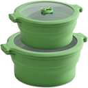 Collapsible Silicone Microwave Cookware Cooker Steamer for Cooking with Lids, 0.8L and 1.4L Glass Food Storage Container Sealed Bowl Mixing Bowls 2pc Set BPA Free