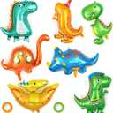7 Pcs Dinosaur Balloons, Baby Dinosaur Foil Balloons, Giant Dino Animal Mylar Balloons for Dino Animal Birthday Party Decorations Baby Shower Gender Reveal