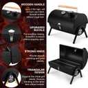 Joyfair Portable Charcoal Grill with Thermometer, Small Tabletop Barbecue Grill for Outdoor Camping Backyard Party BBQ Cooking, Extra Thick Steel & Heavy Duty, Innovative Design & Easy Assembly