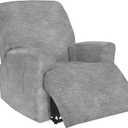 maycelon Recliner Covers, Stretch Reclining Chair Covers, Recliner Sofa Slipcovers Stripe Jacquard Recliner Couch Covers Furniture Protector Covers for Pet Kid Good Choice for All SeasonsGray (Large, Grey)