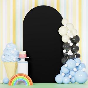OMKSIH Wedding Arch Cover Black 6.6FT x 6.6FT Square Arch Stand Cover Spandex Fitted Balloon Arch Cover Stretchy Arch Cover Backdrop Fabric Metal Arch Frame Cover for Halloween Prom Party Decorations