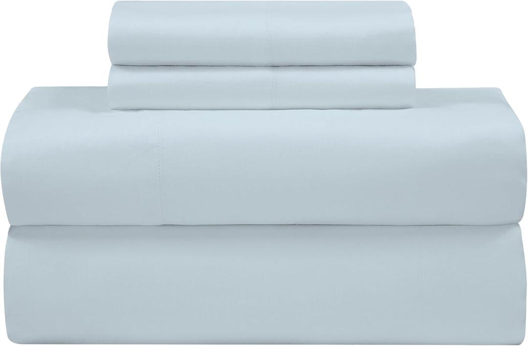 ROYALE LINENS Bamboo Viscose King Sheet Set - Cooling Bed Sheet Set - 1 Fitted, 1 Flat & 2 Pillowcase - Fits Up to 16" - Organic Viscose Derived from Bamboo - Bedding Sheet Set (King, Ballad Blue)