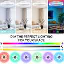 16" RGB Ceiling Fans with Lights and Remote/APP, Dimmable 3000-6500K LED Low Profile Ceiling Fan with Light, Modern Fandelier Flush Mount Ceiling Fan Light for Living Room, Bedroom and Kitchen