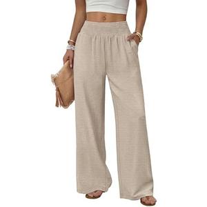 Sampeel Wide Leg Pants Woman High Waist Trousers with Pockets Casual Lounge S