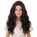 Brown Wig Long Curly Wavy Wig Brown Middle Part Wig Cosplay Wigs Synthetic Wigs(Small Head)