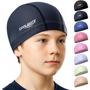 COOLMATE Fabric Swim Cap for Women, Men & Kids  Silicone Water Resistant Layer, Lightweight Cloth Cap for Pool & Lap Swimming  Non-Slip Comfortable Fit, Gift for Swimmers (1 Pack) (X-Small, A-03d. Legend Ink - XS)
