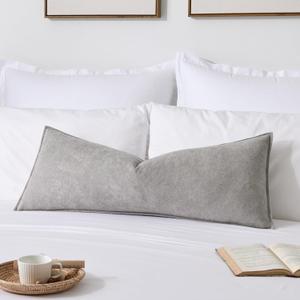 Kevin Textile 14x36 Inch Long Lumbar Cover 1 Pack Soft Boucle Textured Decorative Waterproof Rectangle Cushion Elegant Accent Pillows for Couch Sofa Chair Bed Home Decor Indoor Outdoor Light Grey