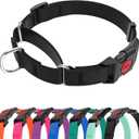 Waterproof Martingale Collar for Dogs,Easy to Clean Dog Collars with Safety Quick Release Buckle,Rubber Collar for Medium Large Dogs Walking Training (Black, L (19.6-25.9inch))