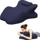Memory Foam Ergonomic Wedge Pillow, Prone Pillow for Sleeping, Reading Pillow for Bed, Ergonomic Support for Back Pain & Sitting Up, Ideal for Massage, with Removable Cover (Blue)
