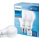 LED 100W Daylight A19 Light Bulb, 2 Pk