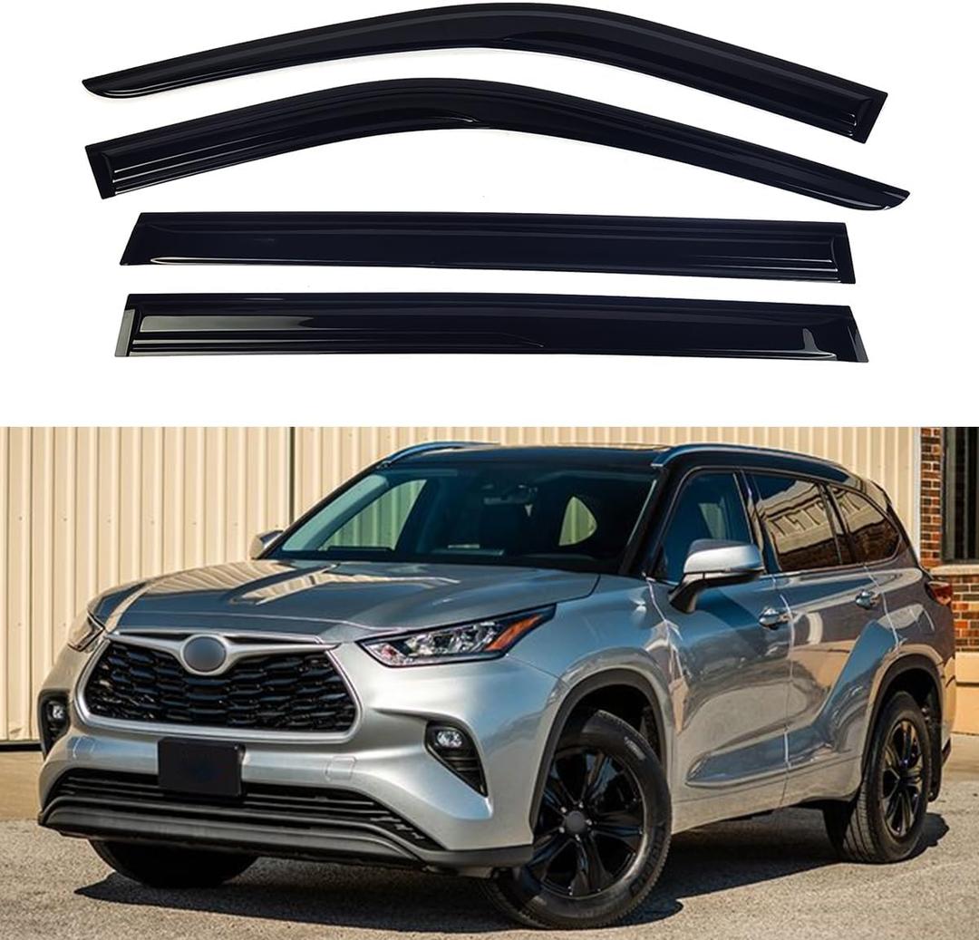 Window Visors Compatible with 2020 2021 2022 2023 2024 Toyota HighlanderRain Guards Sun Shields Window DeflectorTape-On Mugen Style4PCS
