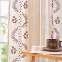 jinchan Belrose Linen Curtains for Bedroom Floral Curtains 63 Inch Length Linen Blend Burgundy Red Embroidered Drapes Farmhouse Flower Patterned Drapes for Living Room Window Treatments Set 2 Panels