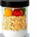Overnight Oats Containers with Lids, 6-Pack Glass Mason Jars 16 oz with Lids Wide Mouth, Reusable Food Storage Containers for Snack, Chia Pudding, Yogurt, Meal Prep, Salad