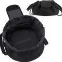 Lay Flat Drawstring Makeup Bag,Travel Cosmetic Organizer for Women,Large Capacity Toiletry Bag,Portable Open-Flat Design for Skincare and Makeup Brushes (Black)