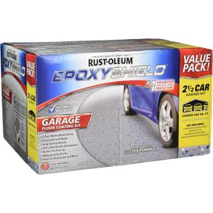 Rust-Oleum 251870 EPOXYSHIELD Garage Floor Coating Kit, 2.5 Car, Gloss Gray