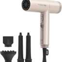 TOME Hair Dryer, 1875W High-Speed EC Motor 110,000 RPM Ionic Blow Dryer, Fast Drying, Cool Shot Lock, 3 Heat 2 Speed, 3 Attachments (Styling Nozzle, Comb Nozzle, Diffuser), 125V,Pink