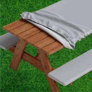 Sorfey Picnic Table Cover with Bench Covers -Fitted with Elastic, Vinyl with Flannel Back, Fits for Table 30"x 60" Rectangle, Water Proof, Solid Grey Design