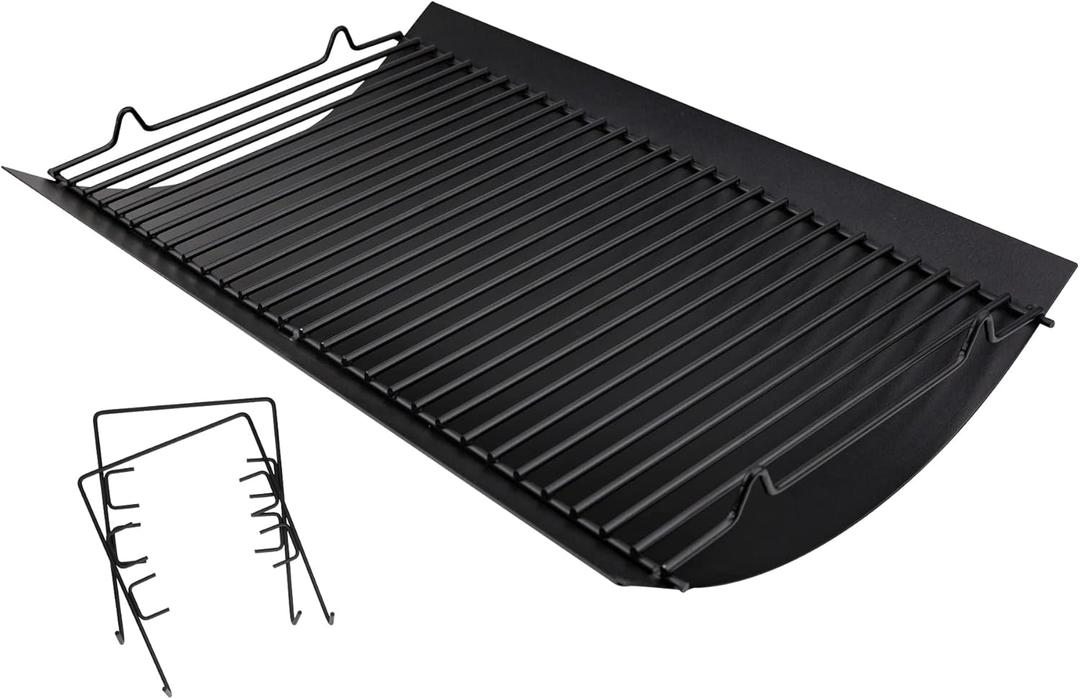 Hisencn 20 inch Ash pan for Chargriller 5050, 5072, 5650, 2123 Charcoal Grills, Char-Griller Model 200157, Replacement Part with 2pcs Fire Grate Hanger, 20" Drip Pan