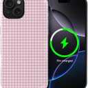 Case Compatible with iPhone 15,Compatible with MagSafe,Durable Shock Protection Phone Case for Girl Women Boy Men - Pink Vintage Plaid Aesthetic