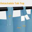 Easy-Going Outdoor Patio Curtains Detachable Tab Top Windproof Weatherproof Curtain for Cabana, Porch, Pergola and Gazebo, Tab Bottom Drape, 2 Panels, 110W x 120L inch, Sky Blue