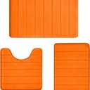 Orange Bathroom Rugs Extra Soft Memory Foam Bath Mat Sets 3 Piece Non Slip Absorbent & Dry Living Mat Sets Washable Bath Carpets with Toilet Rug,Bath Rugs for Bathroom,Tub,Shower,Kitchen,Bedroom, 32'' x 20'' * 24''x16'' * 20'' x 20'' U