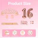 2 x Papoopy 5Pcs Birthday Decorations with Crown Tiara, Sash, Cake Topper, Candle and Number Balloon for Gifts, 16th Birthday Gifts for Her