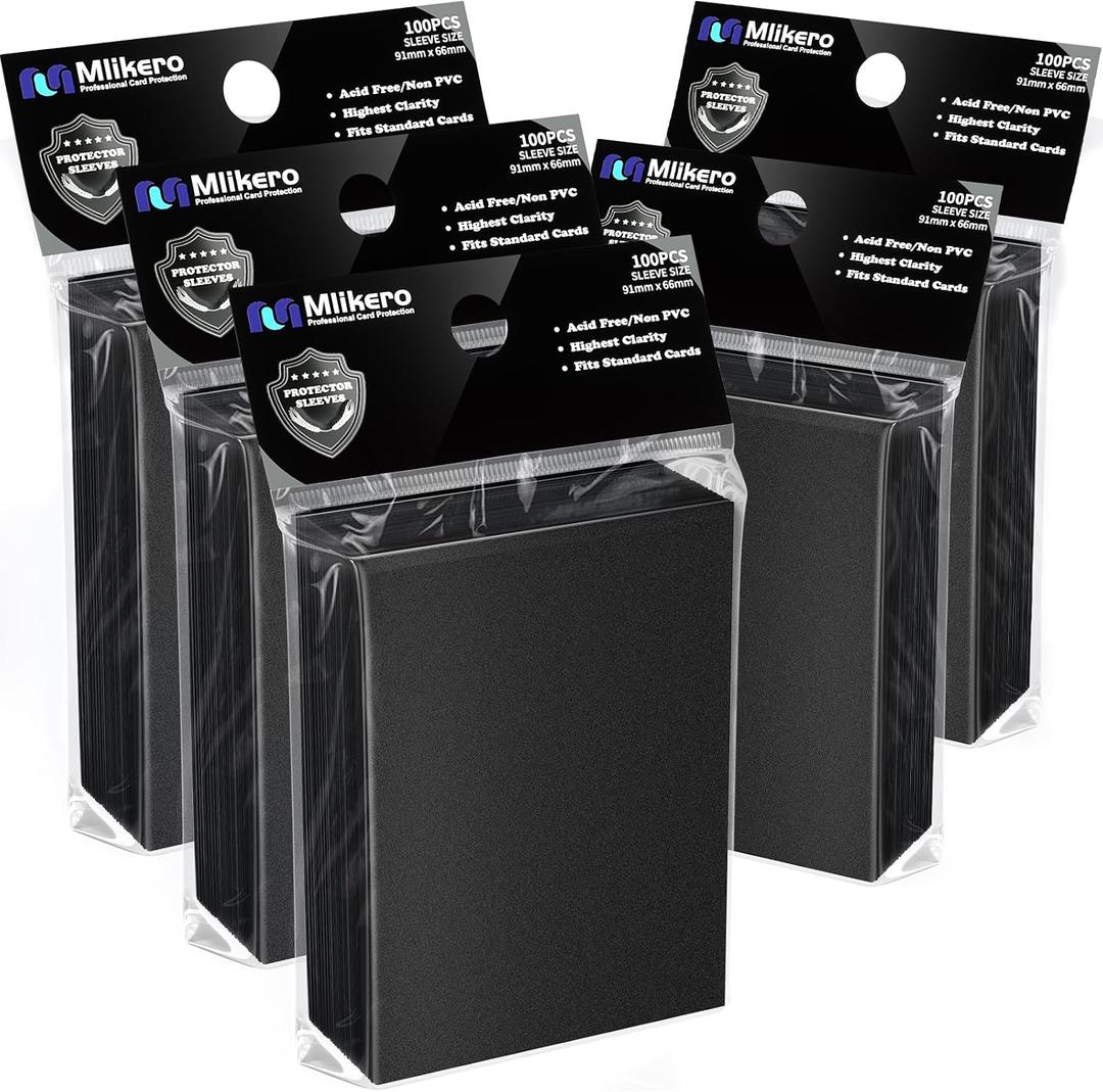 500 Counts Black Card Sleeves, Matte Card Sleeve Deck Card Protectors, Trading Card Sleeves Fit for MTG, TCG and Sports Cards