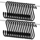 30-Pack 4 Inch Black S Hooks, Vinyl Coated Heavy Duty Hanging Hooks for Closet,Kitchen,Bathroom & Garage Organization,Versatile Indoor/Outdoor Solution