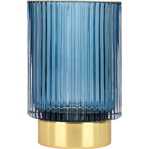 DASITON Makeup Brush holder Organizer,Crystal Cosmetic Makeup Brush Glass Brushes Storage Holder, Vintage Make Up Brush Cup Pen Pencil Holder striped vase(Blue L)