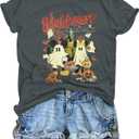 Magical Halloween Shirts for Women Funny Nightmare On Main Street Graphic Tees Spooky Season Casual Short Sleeve Fall Tops (XL)