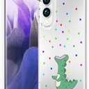 Compatible for Samsung Galaxy S25 Edge Case Clear Cute for Women - Rugged Phone Cases Funda Protector Cover Skin (Green Dinosaur Animal)