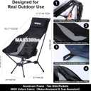 Wildhiker Portable Compact Folding Camping Chairs Lightweight High Back with Pillow, Deep Recline, ArmPads, Side Pockets-for Motorcycle, RV, Backpacking, Travel, Festival Black